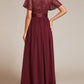 Party Wear Patchwork Sequin A Line Burgundy Maxi Dress