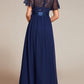 Party Wear Patchwork Sequin A Line Blue Maxi Dress