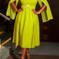 Party Wear Pleated Long Sleeve Zipper Dress