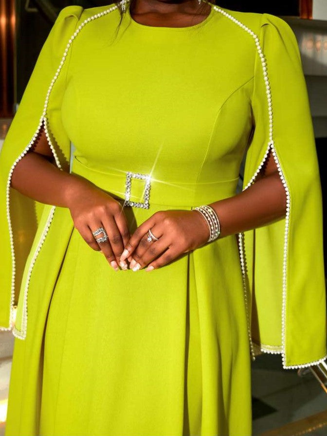 Party Wear Pleated Long Sleeve Zipper Dress