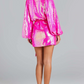 Party Wear Sequin Split Pink Asymmetric Dress