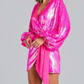 Party Wear Sequin Split Pink Asymmetric Dress