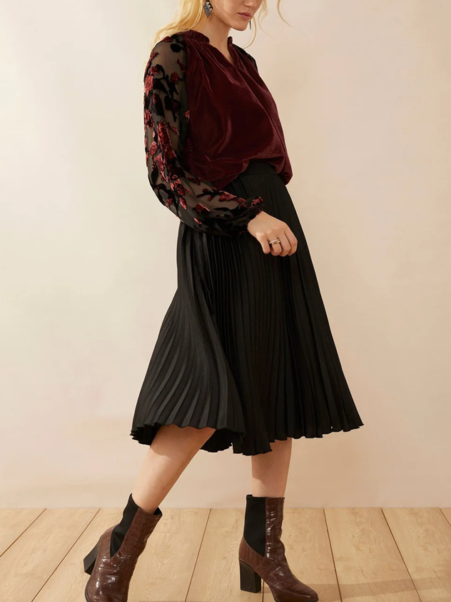 Party Wear Velvet Mesh Floral Top