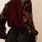 Party Wear Velvet Mesh Floral Top