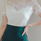 Polished White Lace Top With Skirt Co ord Set
