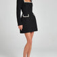 Premium Fashion Embellished Long Sleeve Black Bodycon Dress