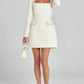 Premium Fashion Embellished Long Sleeve White Bodycon Dress