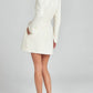 Premium Fashion Embellished Long Sleeve White Bodycon Dress