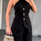 Premium Fashion Halterneck Waistcoat Vest Coat With Pants Co ord Set