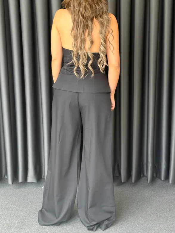 Premium Fashion Halterneck Waistcoat Vest Coat With Pants Co ord Set