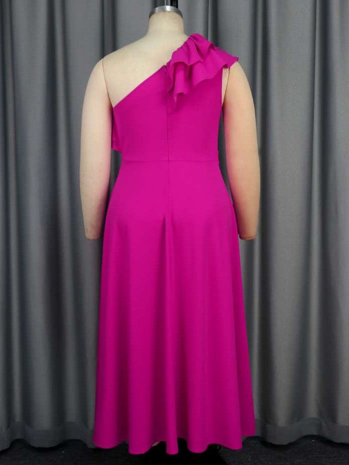 Premium One Shoulder Pink Sleeveless Maxi Dress