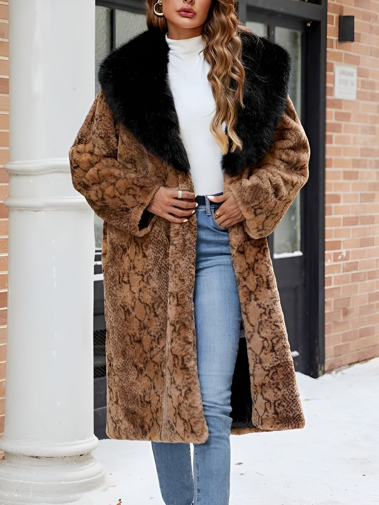 Premium Winter Fashion Snake Print Long Coat