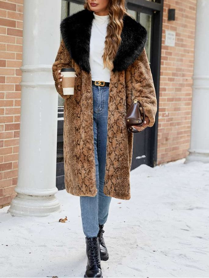 Premium Winter Fashion Snake Print Long Coat