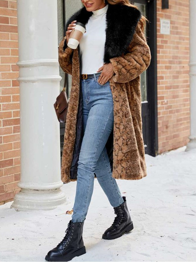Premium Winter Fashion Snake Print Long Coat