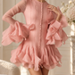 Pretty Button Decor Ruffle Mini Dress