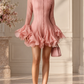 Pretty Button Decor Ruffle Mini Dress