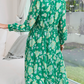 Pretty Floral Print Green Dress