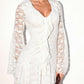 Pretty Lace V Neck Solid Ruffle Dress