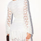 Pretty Lace V Neck Solid Ruffle Dress
