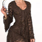 Pretty Lace V Neck Solid Ruffle Dress