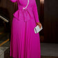 Pretty Long Sleeve Bow Patchwork Pink Maxi Dress