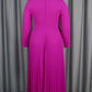 Pretty Long Sleeve Bow Patchwork Pink Maxi Dress