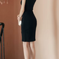 Sexy Hugging V Neck Sleeveless Slim Pencil Black Dress
