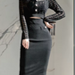 Sexy Lace Through Black Hollow Out Pencil Dress