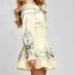 Sexy Slash Neck Printed Long Sleeve Elastic Waist Holiday Dress