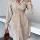 Simple Long Sleeve Khaki Dress