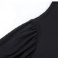 Simple Round Neck Long Sleeve High Rise Black Dress