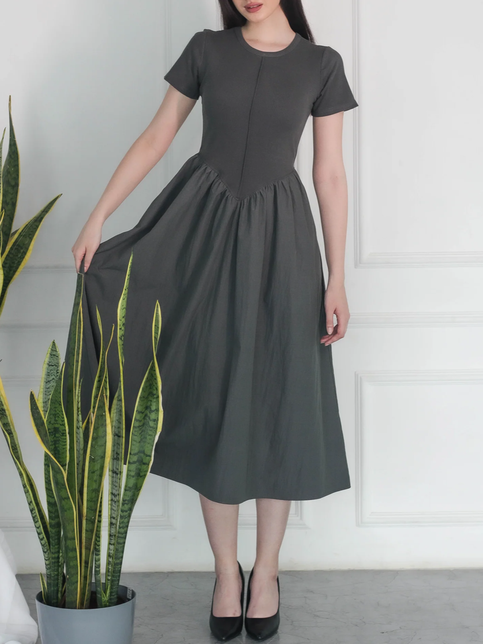grey casual dress Smart Casual Charcoal Grey Dress – Stylesplash