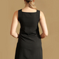 Smart Contrast Button Decor Black Dress