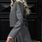 Smart Grey Stripped Long Sleeve Skirt Set