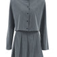 Smart Grey Stripped Long Sleeve Skirt Set