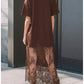 Smart Lace Panel Short Sleeve Comfort Wear Maxi Dress