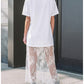 Smart Lace Panel Short Sleeve Comfort Wear White Maxi Dress