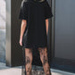 Smart Lace Panel Short Sleeve Comfort Wear Black Maxi Dress