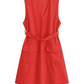 Smart Red Sleeveless Short Dress With Belt