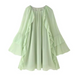 Smart Ruffle Bell Sleeves Green Short Dress