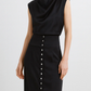 Smart Sleeveless Crop Top With High Waist Skirt Black Set