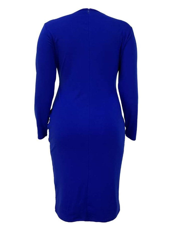 Smart Striped Bodycon Blue Midi Dress
