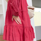 Smart Tiered Pink Corduroy Mini Dress