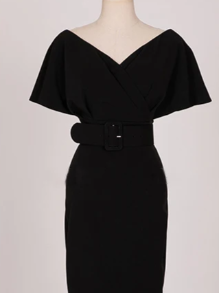 Sophisticated Bodycon Black Pencil Dress