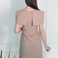 Sophisticated Sharp Shoulder Flaps Short Sleeves Dress