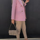 Sophisticated Fitted Tailored Solid Pink Blazer