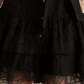 Stunning Lantern Sleeves Hollow Out Lace Single Breasted A-line High Waist Black Mini Dress