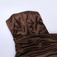 Stylish Boat Neck Brown Maxi Dress