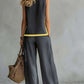 Stylish Contrast Loose Tank Top With Pants Set