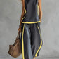 Stylish Contrast Loose Tank Top With Pants Set